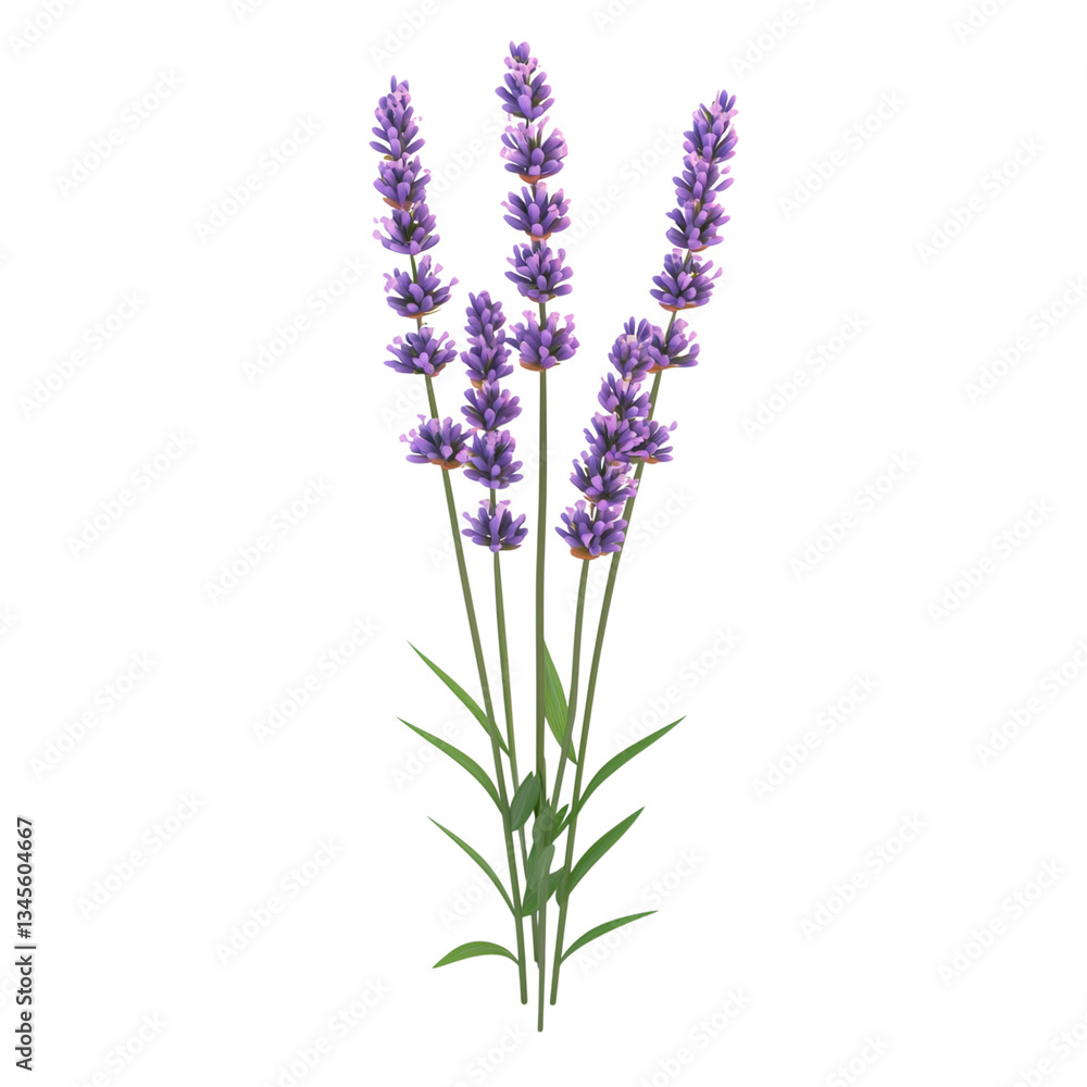 Fototapeta premium Delicate lavender blooms, vibrant purple hues, botanical art, floral design element