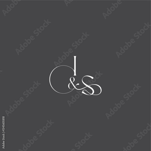 luxury curvy style monogram wedding logo concept letter initial with line IS