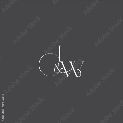luxury curvy style monogram wedding logo concept letter initial with line IW