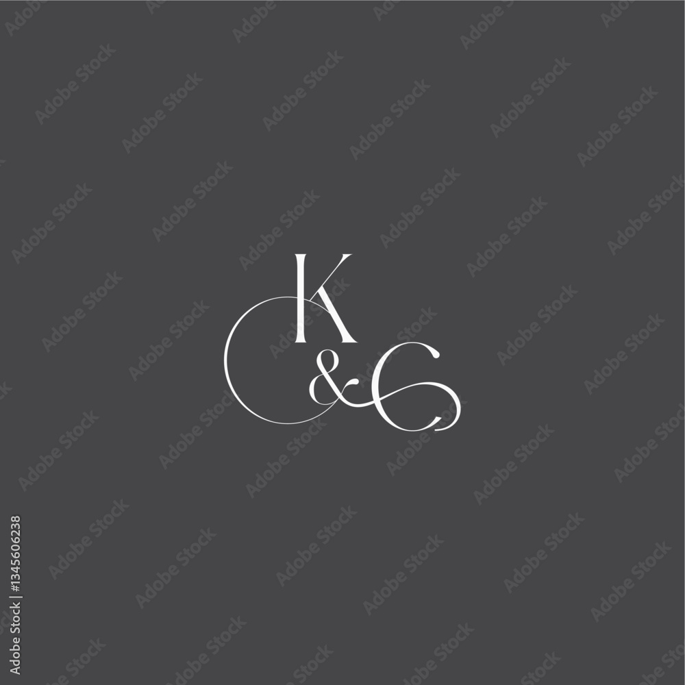 luxury curvy style monogram wedding logo concept letter initial with line KC luxury curvy style monogram wedding logo concept letter initial with line KC