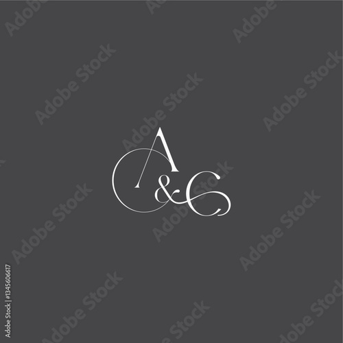 monogram wedding logo concept initial with line AC luxury curvy style letter