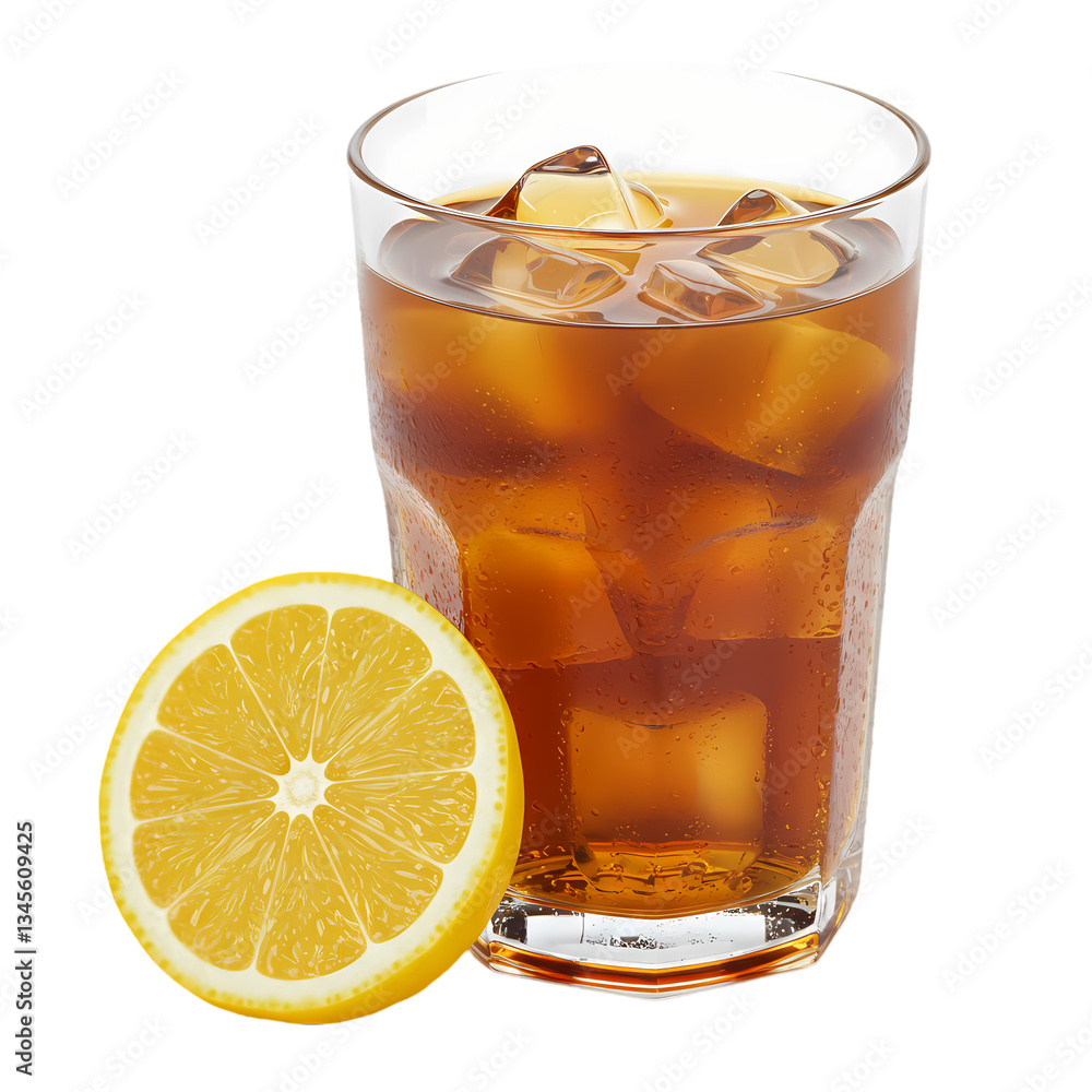 Iced Tea: Lemon & Ice on Transparent background Iced Tea: Lemon & Ice on Transparent background