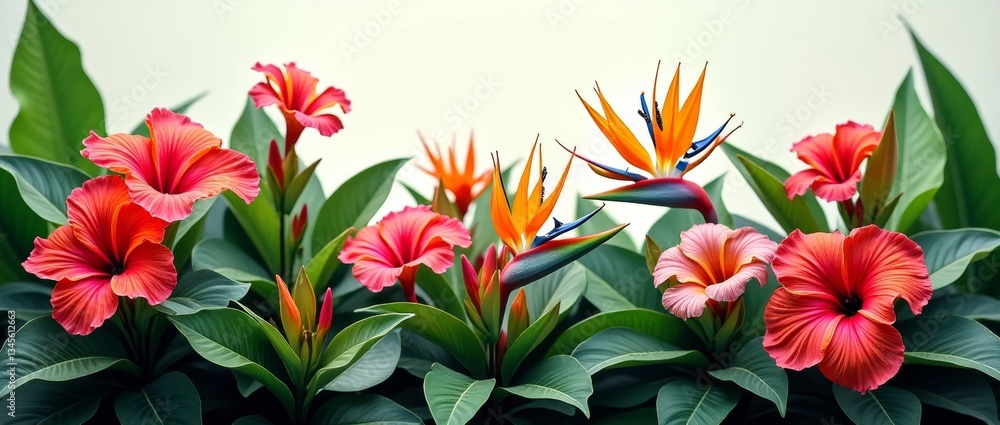 Exotic and vibrant, the bird of paradise flower thrives in tropical climates, captivating with its unique beauty Exotic and vibrant, the bird of paradise flower thrives in tropical climates, captivating with its unique beauty