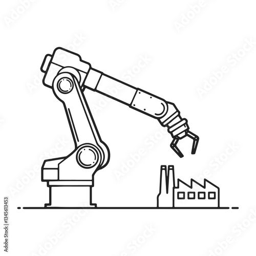 Robotic hand manipulator silhouette symbol icon.