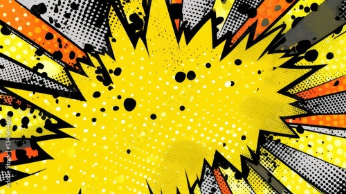 Abstract Explosion Vibrancy in Yellow and black isolated on yellow background     