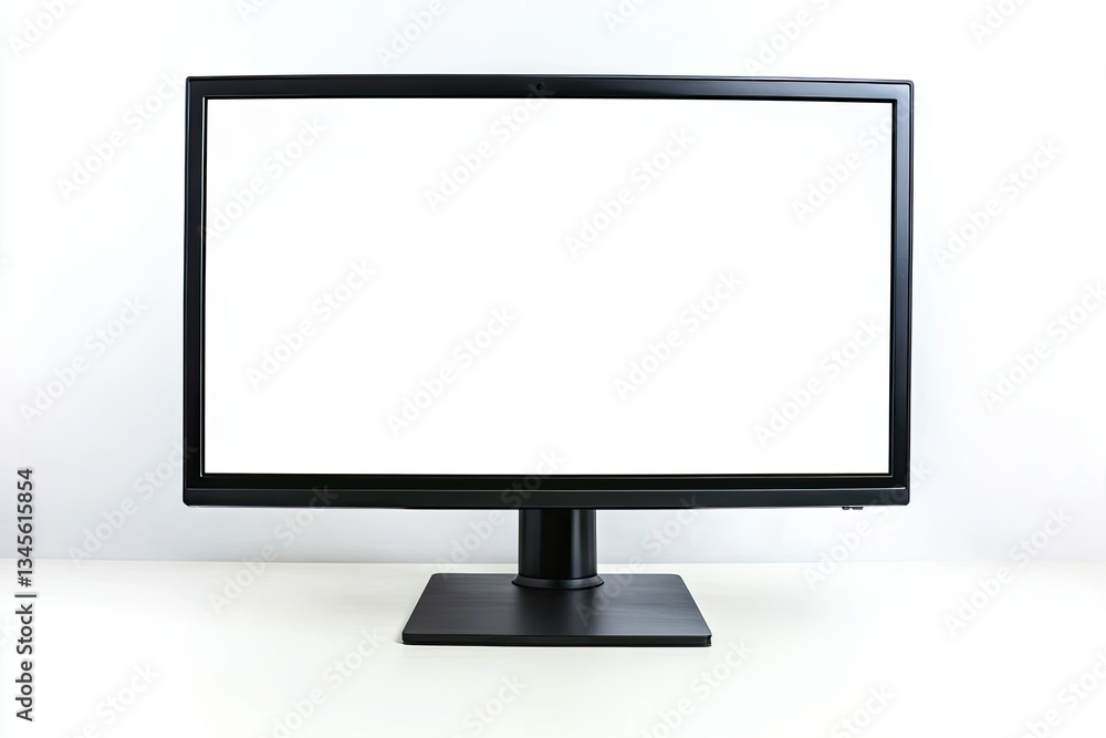 Sharp Image of Black Computer Monitor Isolated Sharp Image of Black Computer Monitor Isolated