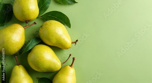 Fresh, juicy green pears, a healthy, raw fruit from organic agriculture