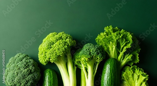 Fresh broccoli and asparagus on a chopping board
