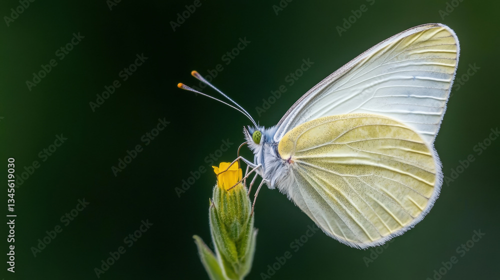 delicate butterfly perched on vibrant yellow flower, sipping nectar with its proboscis extended, showcasing nature beauty and tranquility delicate butterfly perched on vibrant yellow flower, sipping nectar with its proboscis extended, showcasing nature beauty and tranquility