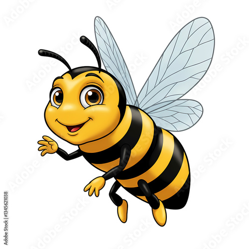 Cute Cartoon Bee Illustration on Transparent  background
