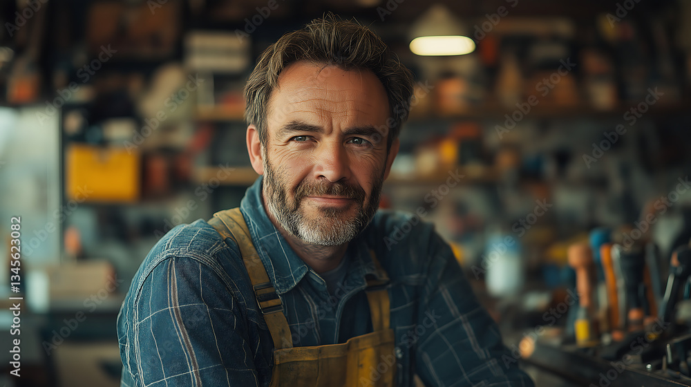 father sitting in his garage, generative ai father sitting in his garage, generative ai