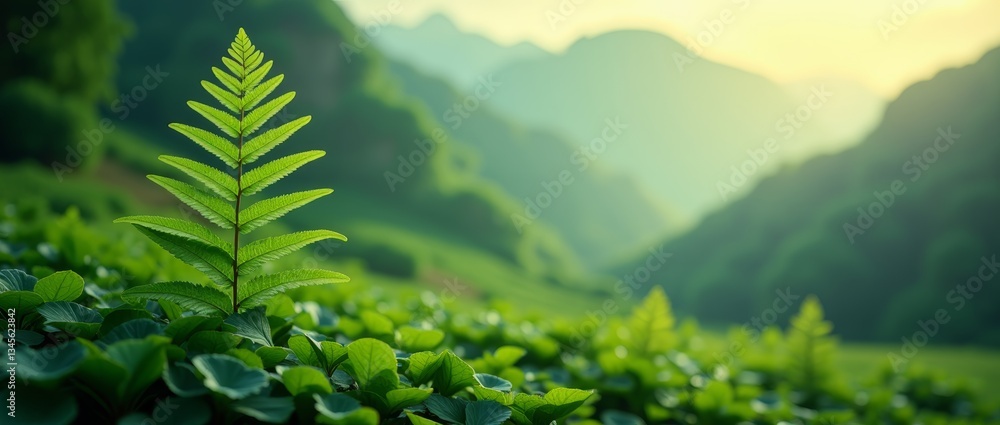 A small plant with green leaves in a field A small plant with green leaves in a field