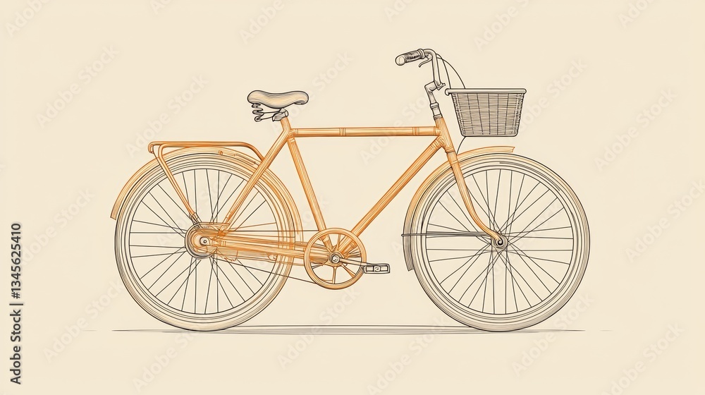 Fototapeta premium Vintage style bicycle illustration with a basket and classic design on a neutral background
