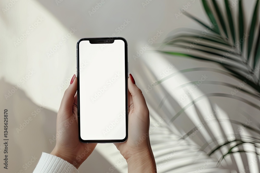 High Definition Picture of Women Holding Smartphone with Screen Mockup High Definition Picture of Women Holding Smartphone with Screen Mockup