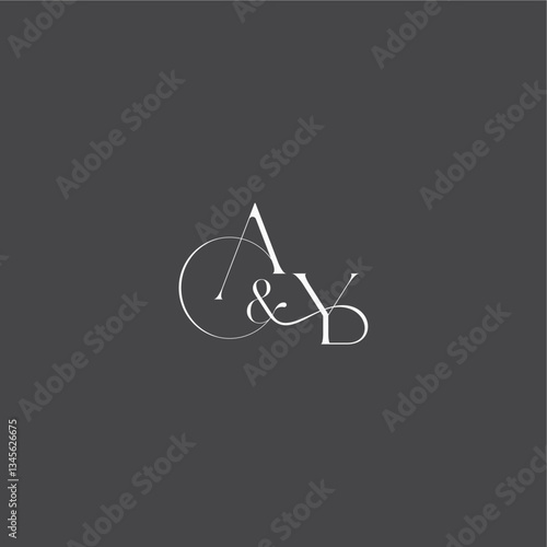 monogram wedding logo concept initial with line AY luxury curvy style letter
