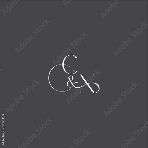 monogram wedding logo concept initial with line CN luxury curvy style letter