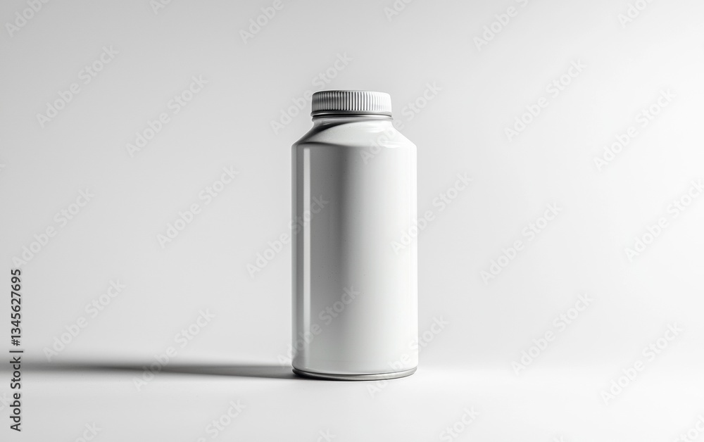 Clean white bottle stands upright on a light background emphasizing its simple design and utility in modern packaging Clean white bottle stands upright on a light background emphasizing its simple design and utility in modern packaging