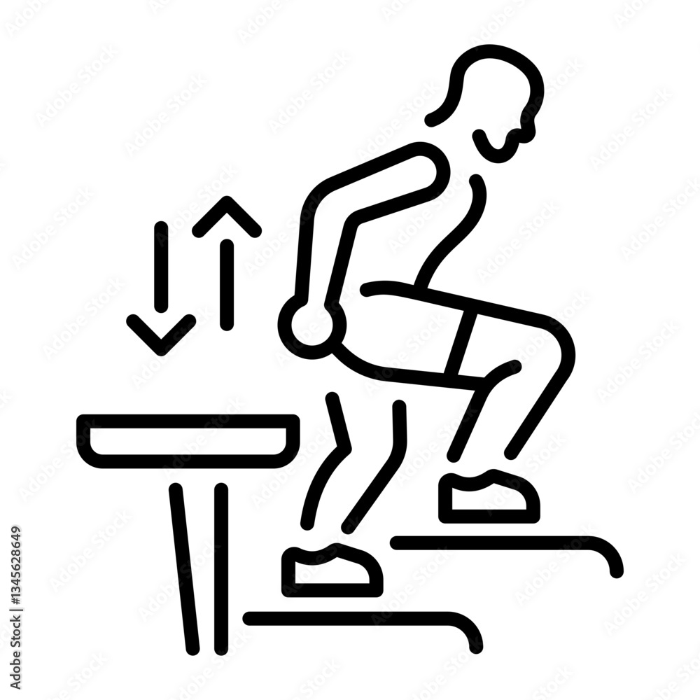Line style icon of a character doing calf exercise Line style icon of a character doing calf exercise