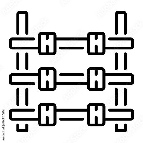 Gym dumbbell rack icon in linear style 