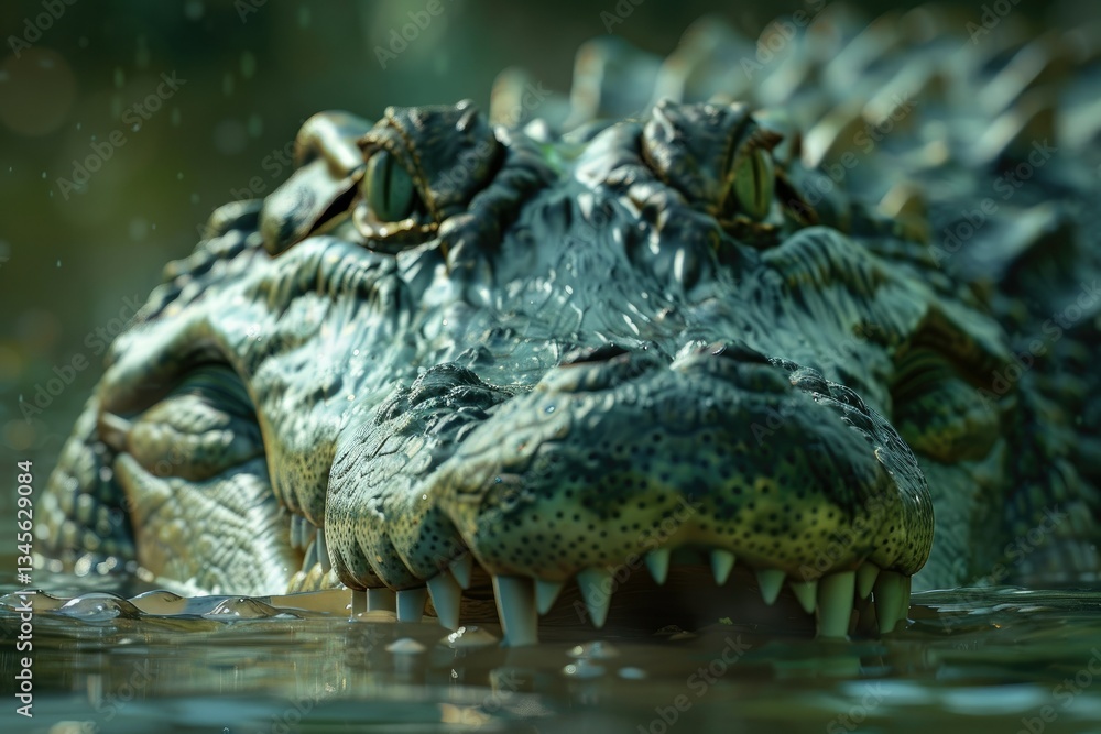 Ultra Quality Image of Crocodile in Water Closeup on White Background Ultra Quality Image of Crocodile in Water Closeup on White Background
