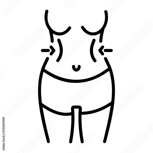 A linear style icon of a belly depicting fat loss 