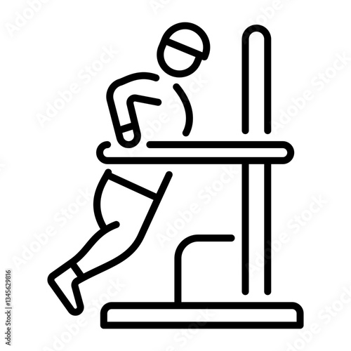 A character doing parallel dips, linear style icon 