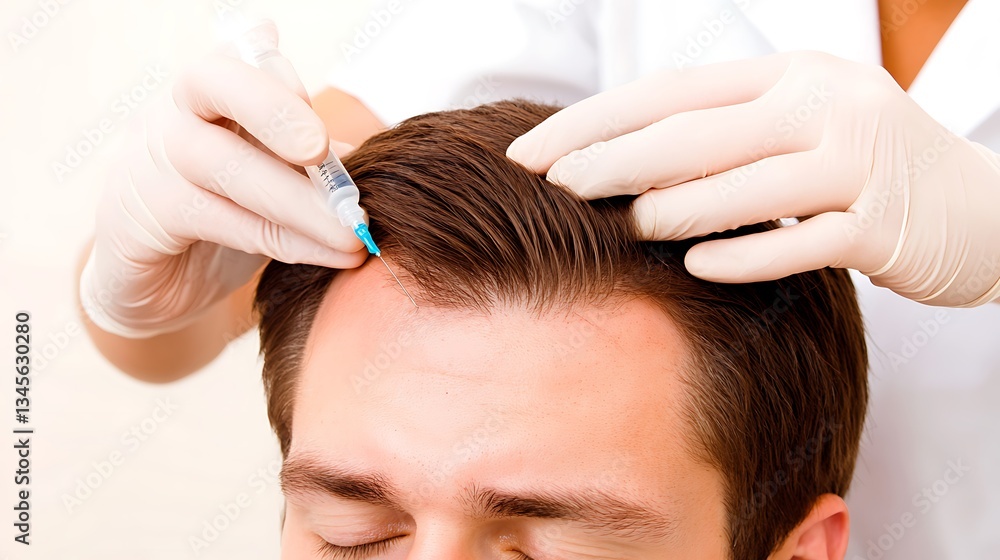 Fototapeta premium Hair Loss Treatment: Clinic Injection.