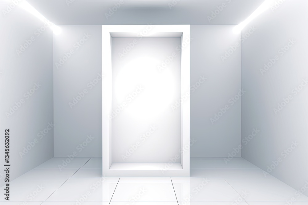 Empty white display showcase in modern room Empty white display showcase in modern room