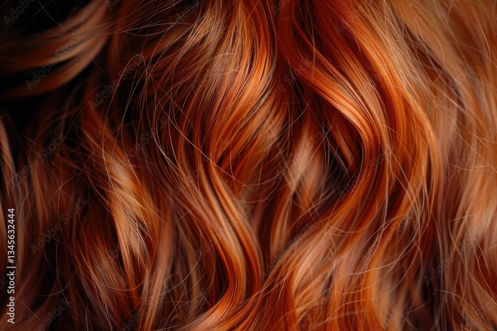 Sharp Image of Closeup of Wavy, Copper Hair with Highlights Sharp Image of Closeup of Wavy, Copper Hair with Highlights