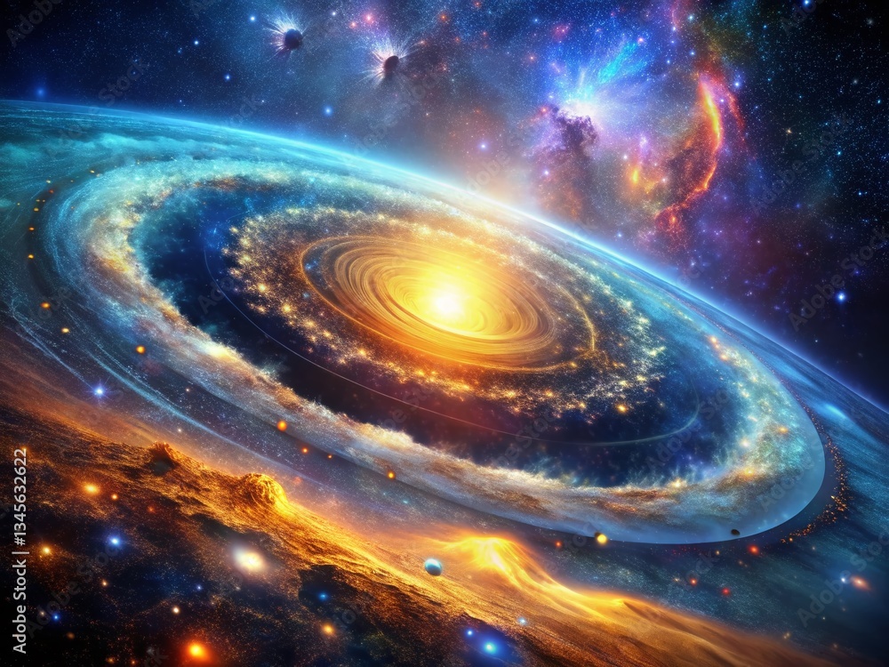 Obraz premium Hyperspace Jump: Aerial View of Starfield Warp Speed