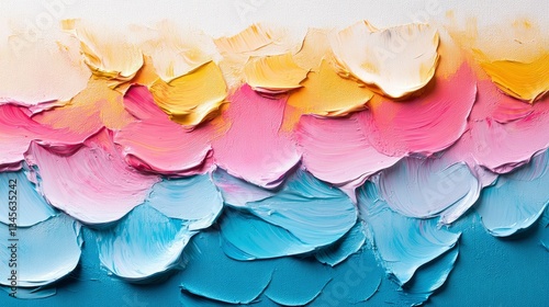 Wallpaper Mural Abstract Impasto Painting Pastel Hues of Pink, Yellow, and Blue Torontodigital.ca