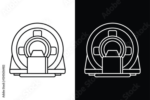 Minimalist MRI Machine Icon. Hospital Equipment Line Design