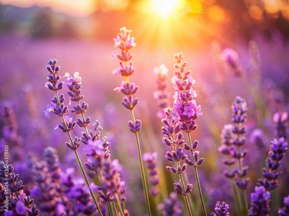 Fototapeta premium Lavender Fields Pastel Color Palette: Soft Purple Floral Background