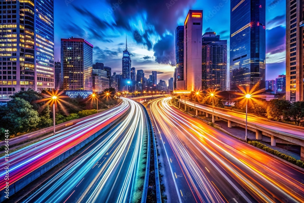 Long Exposure Light Trails Cityscape at Night - Urban Abstract Photography Long Exposure Light Trails Cityscape at Night - Urban Abstract Photography