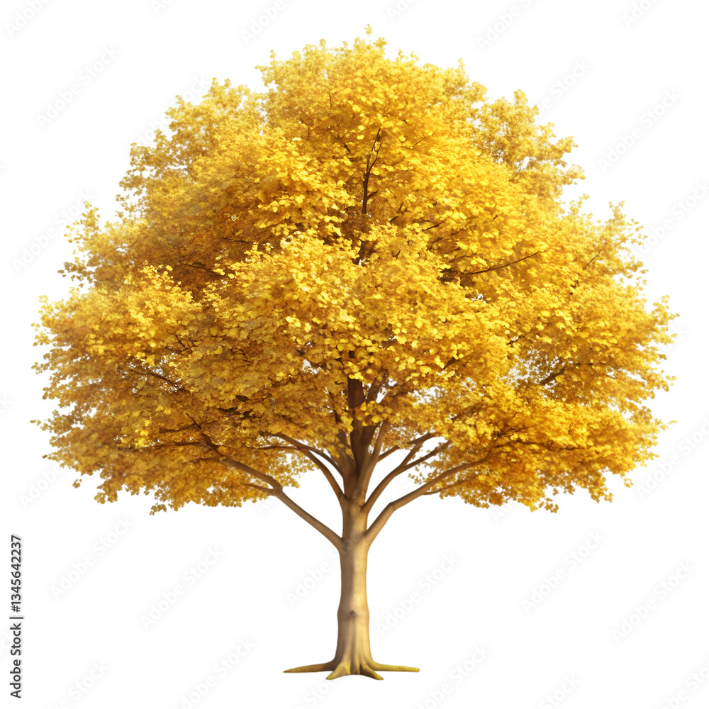 Fototapeta premium Golden tree isolated on transparent background