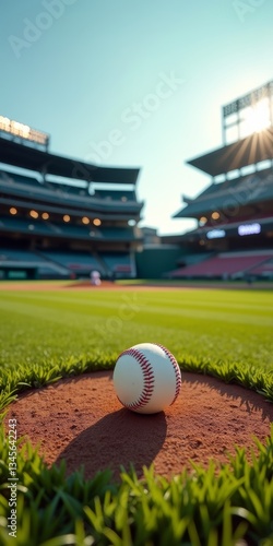 Wallpaper Mural A white baseball with red stitching on a baseball field Torontodigital.ca