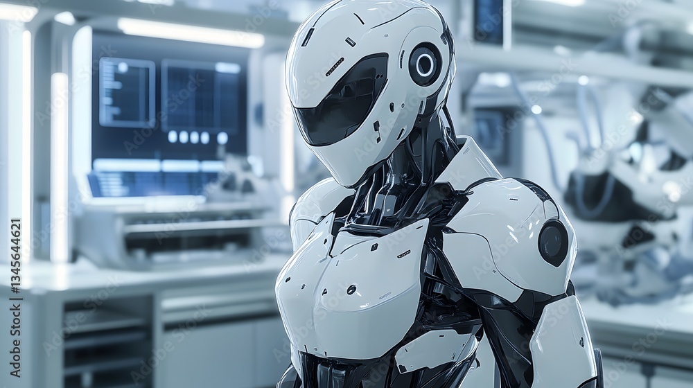 Fototapeta premium A robot anime character with human-like features stan