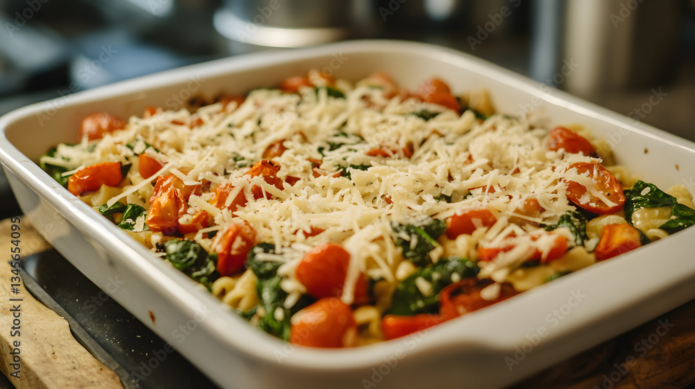 A spinach and roasted tomato pasta with garlic and parmesan cheese. A spinach and roasted tomato pasta with garlic and parmesan cheese.