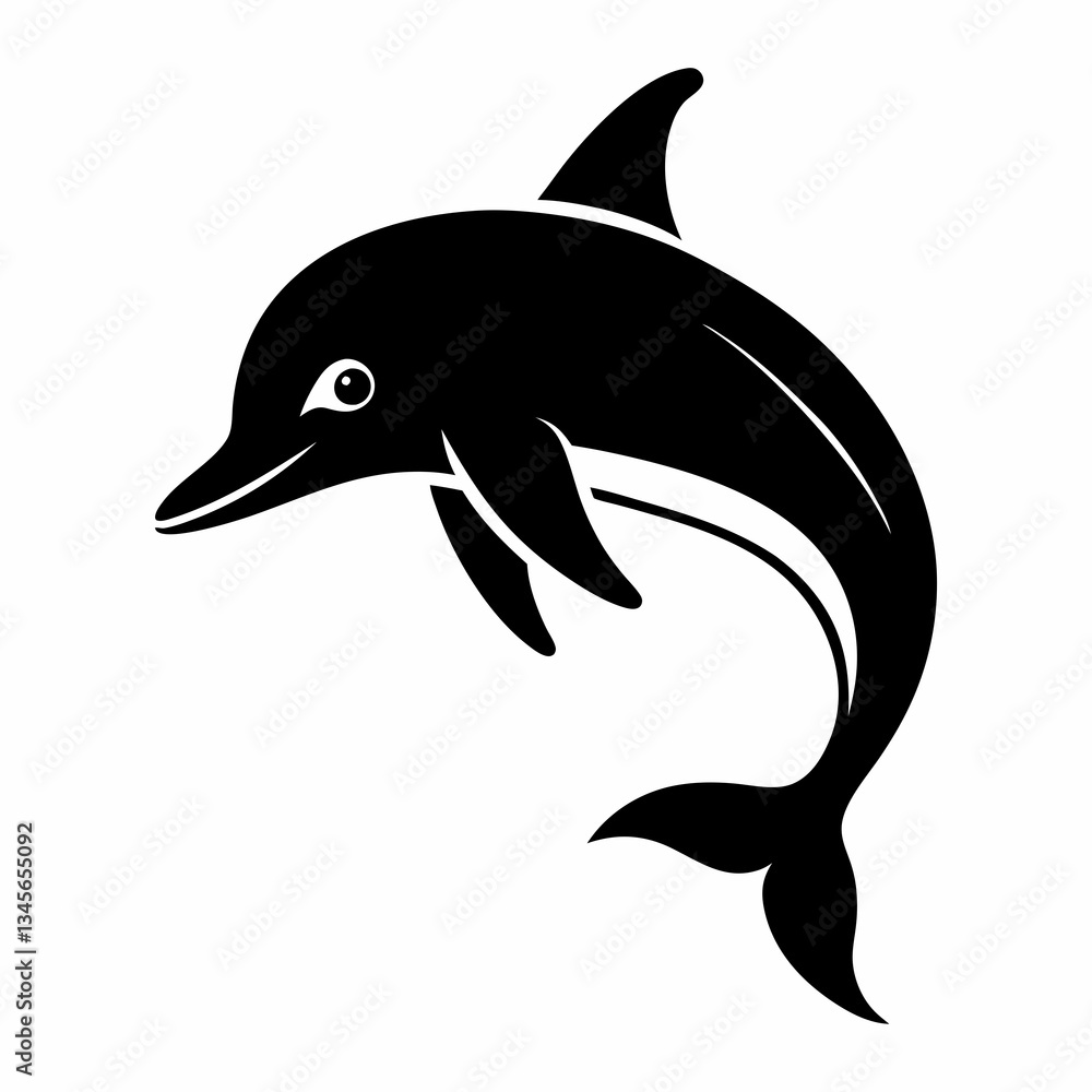 Spinner Dolphin Silhouette Vector on White Background Spinner Dolphin Silhouette Vector on White Background