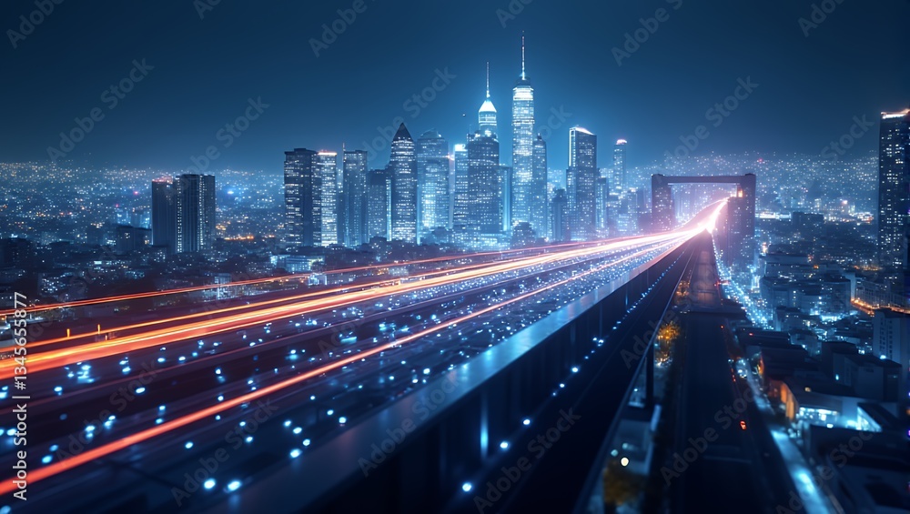 Fototapeta premium Futuristic Night Cityscape
