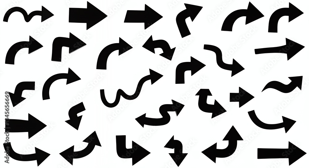 Various Arrows Pointing Directions in Black and White for Graphic Design Various Arrows Pointing Directions in Black and White for Graphic Design