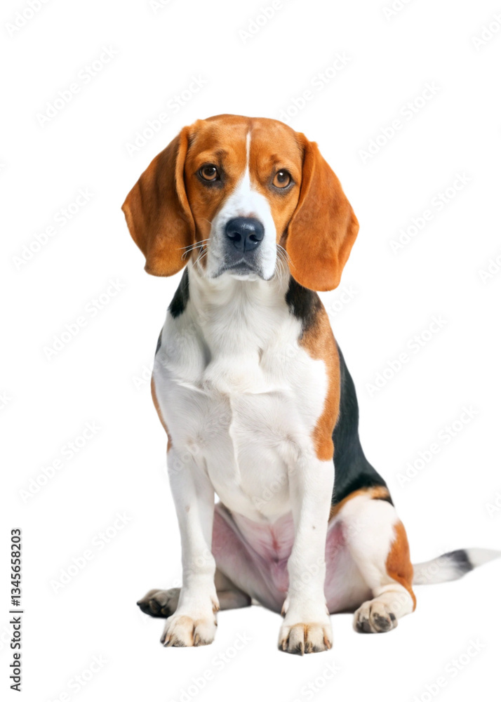 Adorable Beagle Dog Sitting Posing for a Photo Against a Black Background Adorable Beagle Dog Sitting Posing for a Photo Against a Black Background