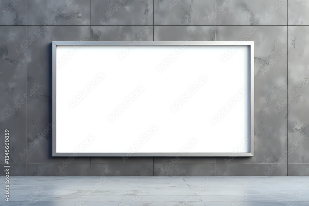 Signboard poster mockup on a facade of the building, blank space to display your advertising. 3d rendering. Signboard poster mockup on a facade of the building, blank space to display your advertising. 3d rendering.