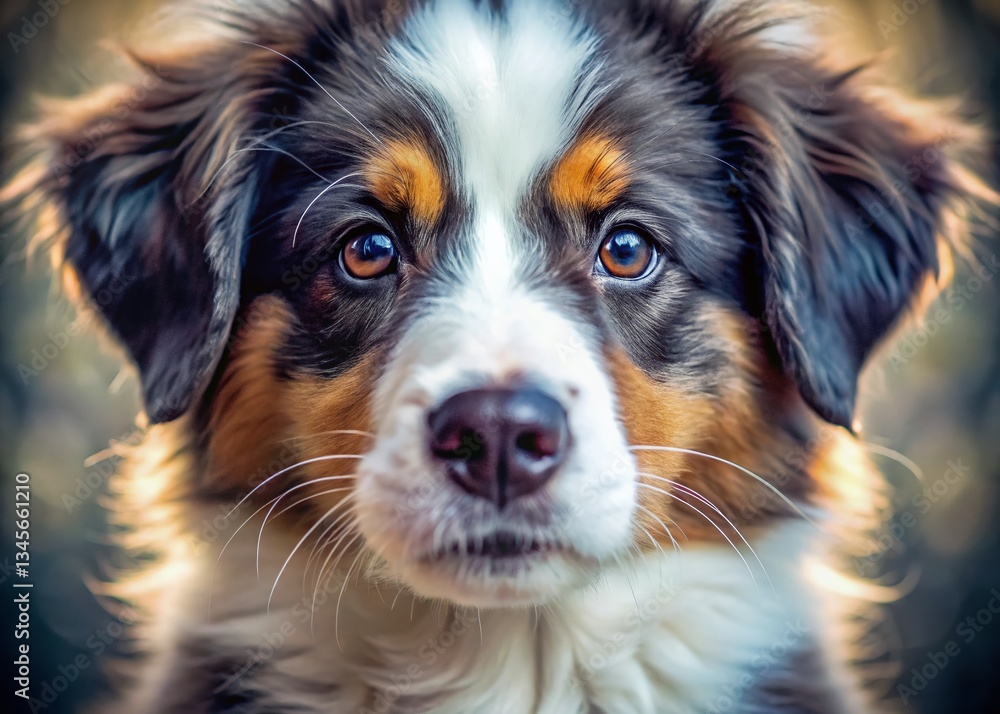 Macro Photography: Tricolor Australian Shepherd Puppy's Nose and Whiskers Macro Photography: Tricolor Australian Shepherd Puppy's Nose and Whiskers