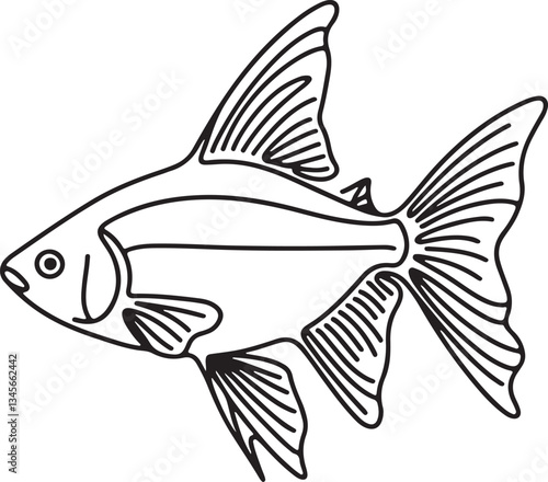 Minimalist Tetra Fish Line Drawing Ideas