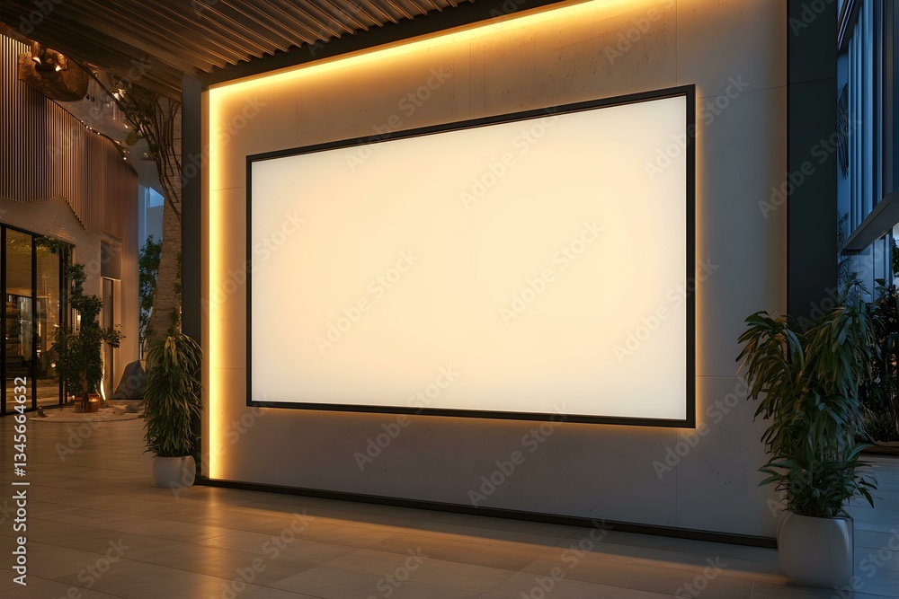 Blank TV Screen Mockup Mounted on a Simple Wall in Modern Interior Blank TV Screen Mockup Mounted on a Simple Wall in Modern Interior