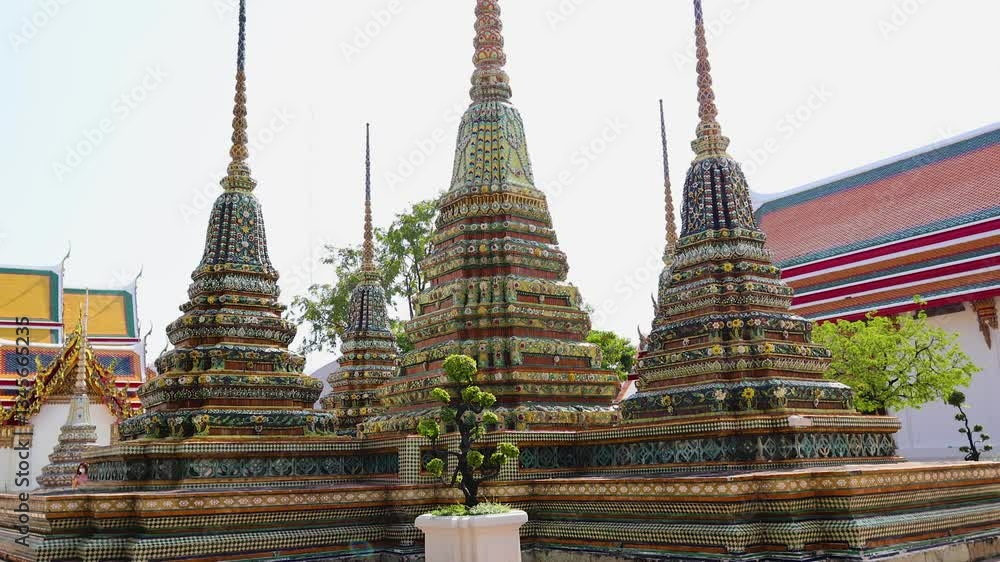 Serene View of Wat Pho Stupas in Bangkok