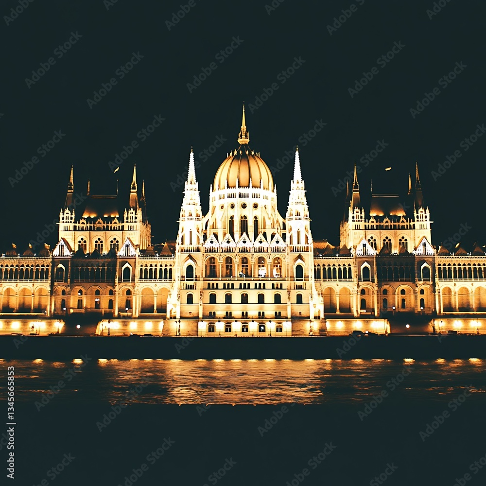 Fototapeta premium Illuminated Budapest Parliament at Night.