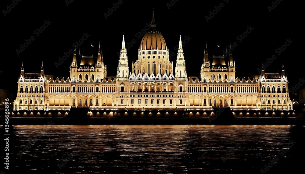 Fototapeta premium Illuminated Budapest Parliament at Night. (1)