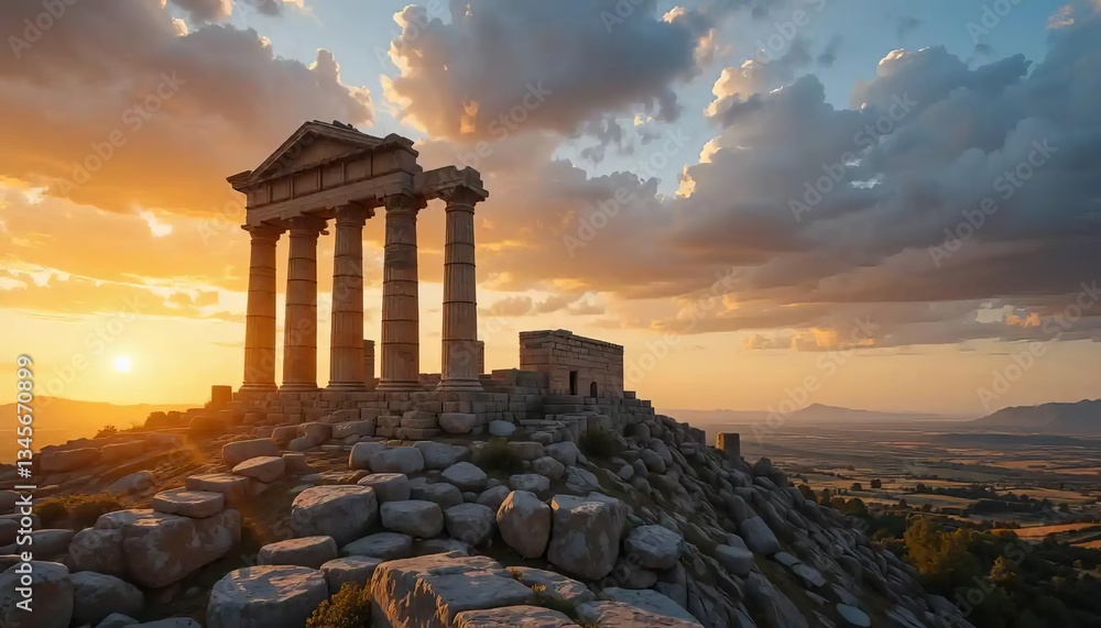 Fototapeta premium Ancient Ruins at Sunset Glow